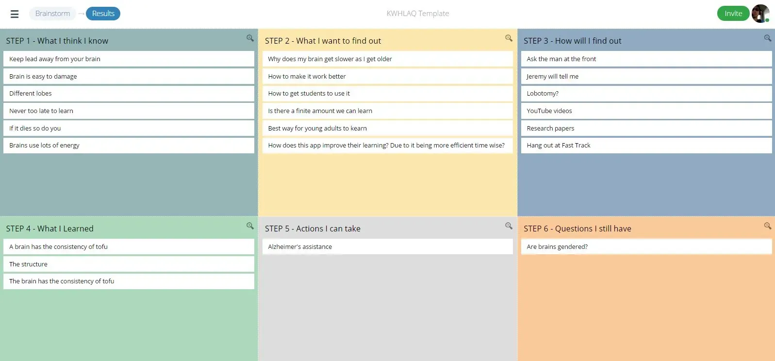 visual organizer, KWHLAQ, GroupMap,
