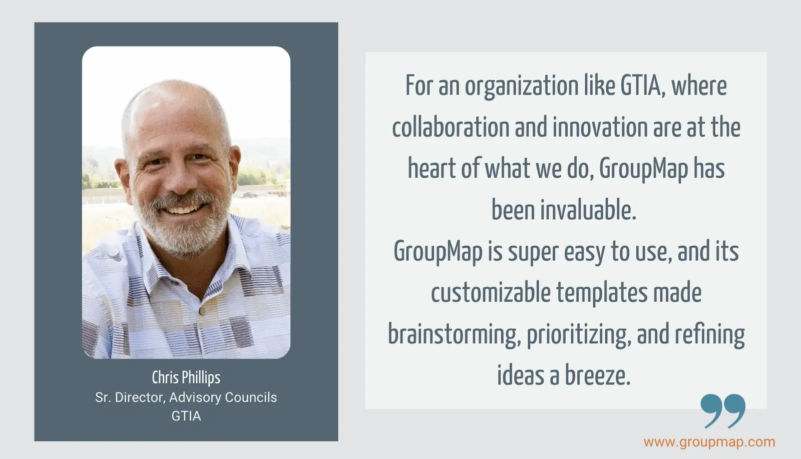 Testimonial from Chris Phillips of GTIA about using GroupMap for collaboration