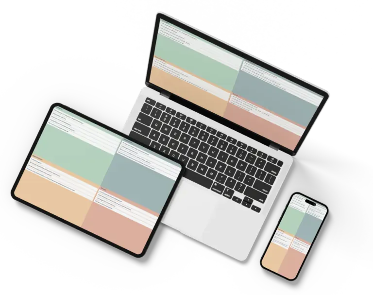 The Group Mind Mapping template shown in GroupMap on a laptop, tablet and phone