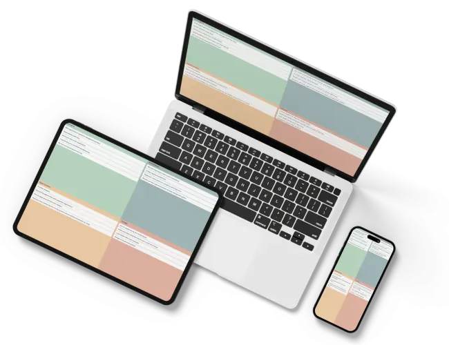 The Value Proposition Canvas template shown in GroupMap on a laptop, tablet and phone