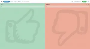 Voting on ideas in a GroupMap for-and-against brainstorming template