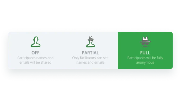 GroupMap anonymity settings for creating a safe space for ideas