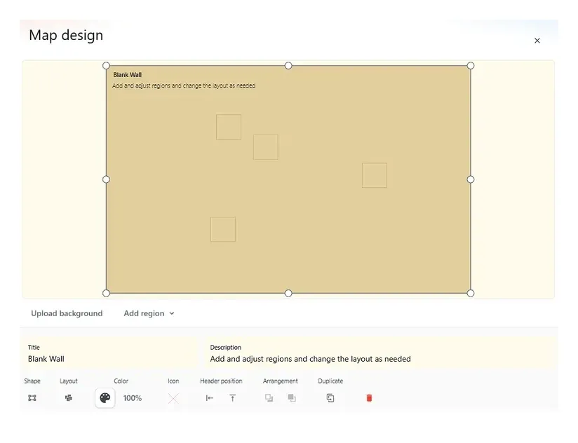 GroupMap map design screen for building a reusable template from scratch