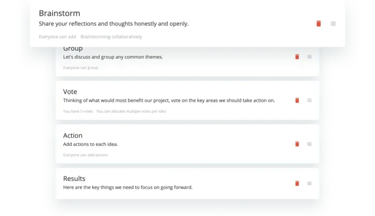 GroupMap screen for defining process steps with instructions and timers