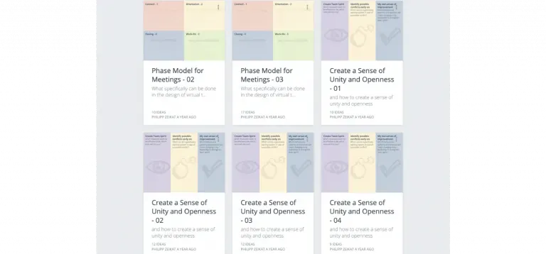 ComTeam GroupMap workspace of reusable meeting and team-building map templates