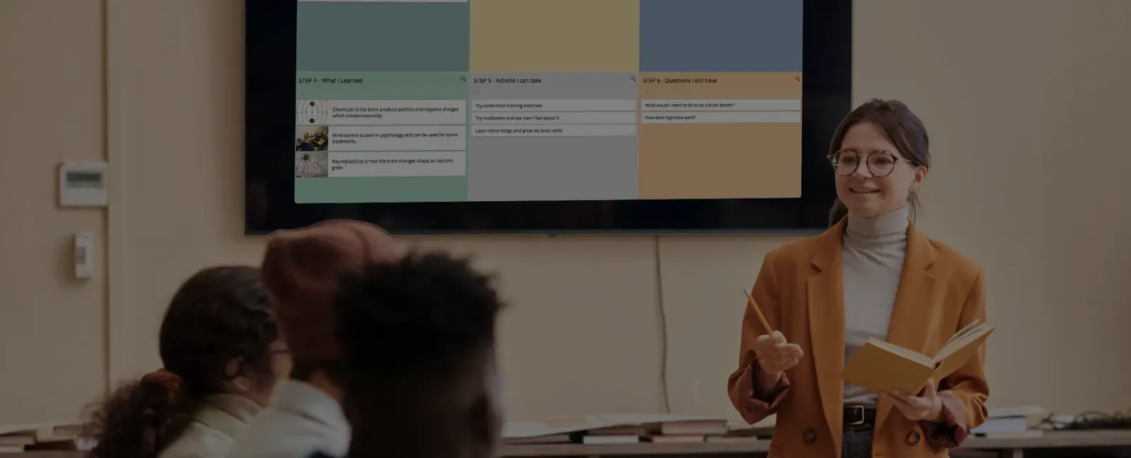 Students collaborating in an interactive GroupMap classroom activity