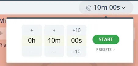 GroupMap timer control set to ten minutes with a green start button