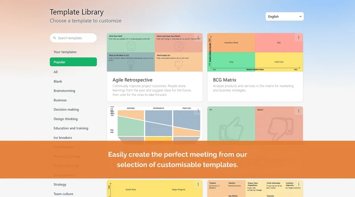 GroupMap template library for team brainstorming