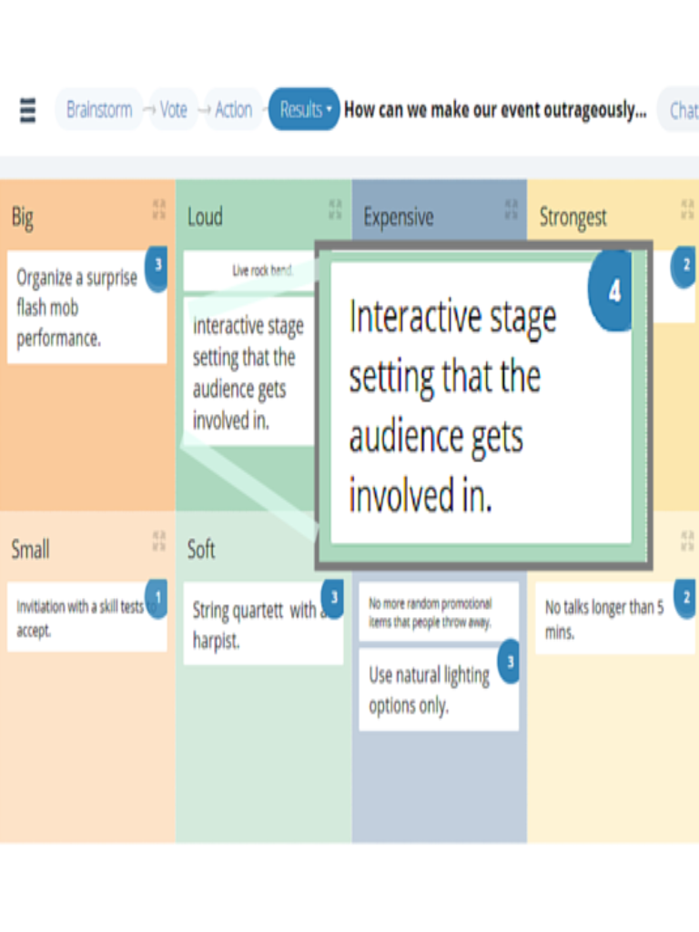 Team brainstorming templates Showing GroupMap template with zoomed in text box