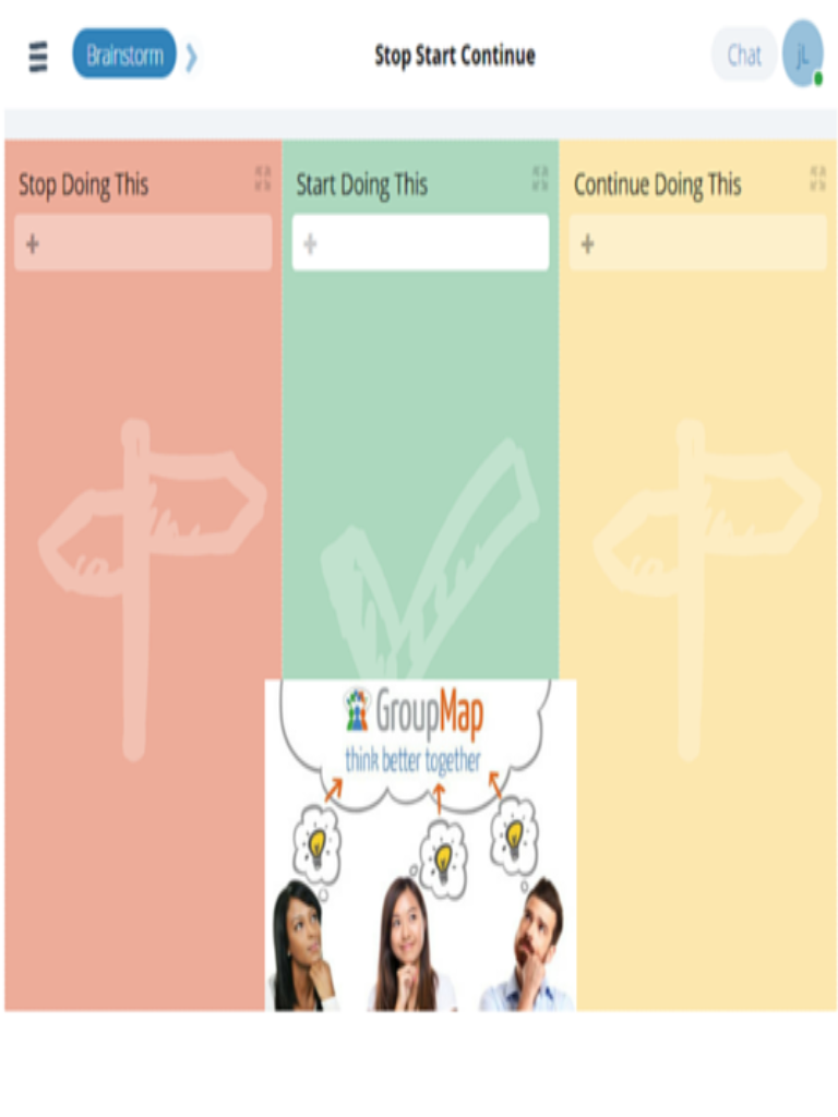 stop start continue team brainstorming on a stop start continue traffic light retrospective